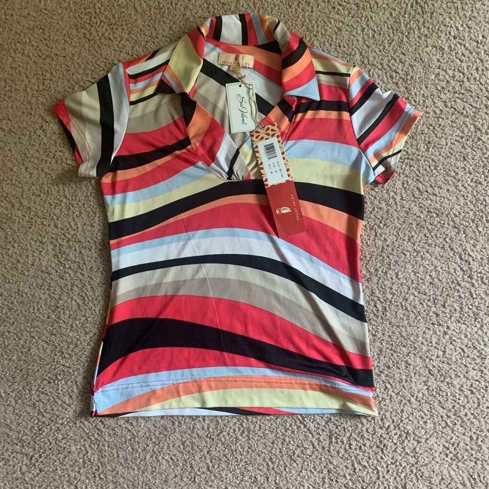 Sea Island Wave Stripe Polo by Sport Haley